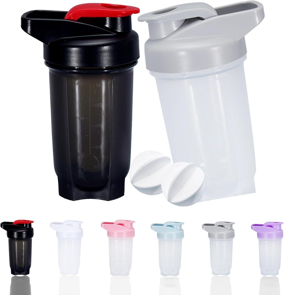 셰이커 병 단백질 쉐이크 컵과 10-Ounce/300ML ShakerBottle Whisk 공, 단백질 ShakerBottles 세트, 비 BPA 플라스틱 (Black+Grey (2PCS)