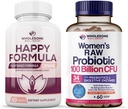 Wholesome Wellness Happy Formula Natural Formula Relief Supplement + Dr. 여성 100 억 CFUs 번들을위한 공식화 된 Raw Probiotics