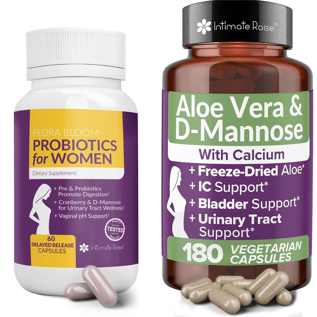 Aloe Vera 및 D-Mannose for Complete Wellness that Supports: UTI; BV; YI 및 Vaginal Health and is Non-GMO-Vegan with 240 Veg Pills