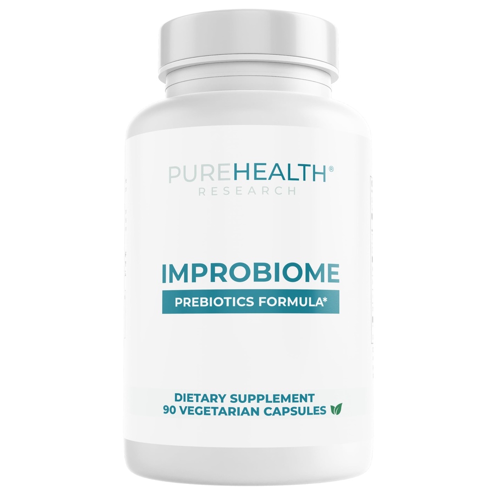 PUREHEALTH RESEARCH Improbiome Prebiotic 섬유 보충교재 - 건강한 Gut Prebiotics를 위한 자연적인 지원 - 소화 영양 보충교재 - Apple Pectin 캡슐 - 90ct