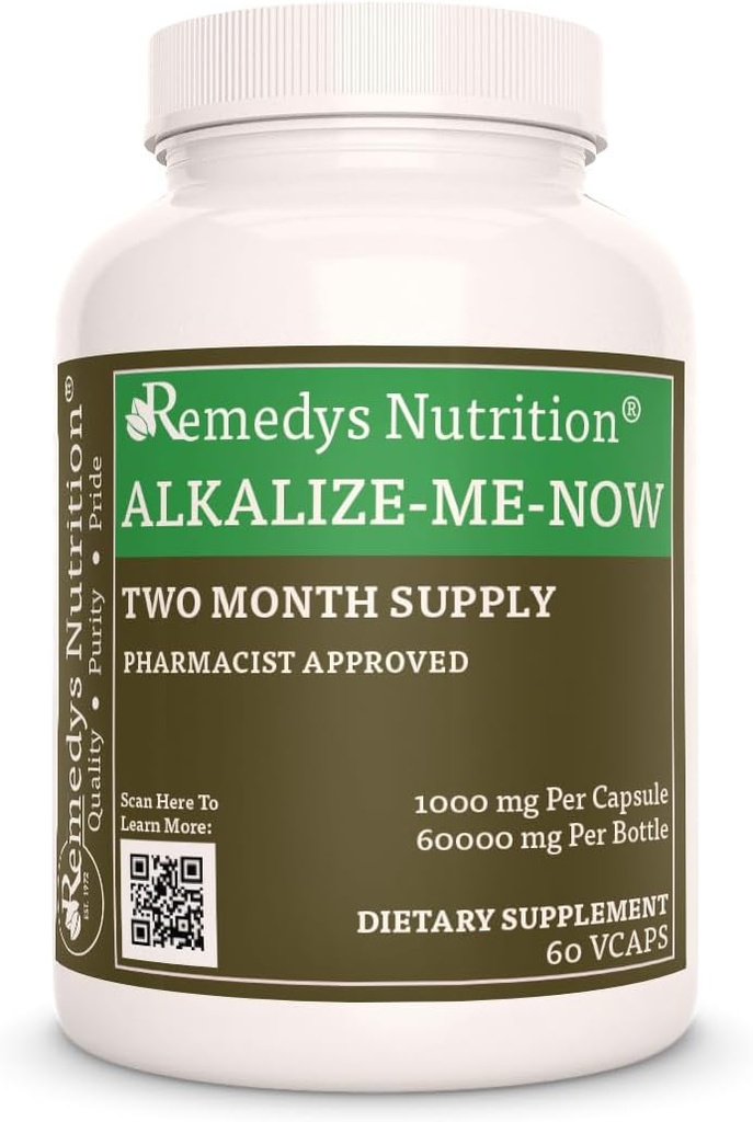 Remedy의 영양 Alkalize Me Now | 1,000 mg, 60 Vegan 캡슐 초본 다이어트 보조제 | 2 개월 공급