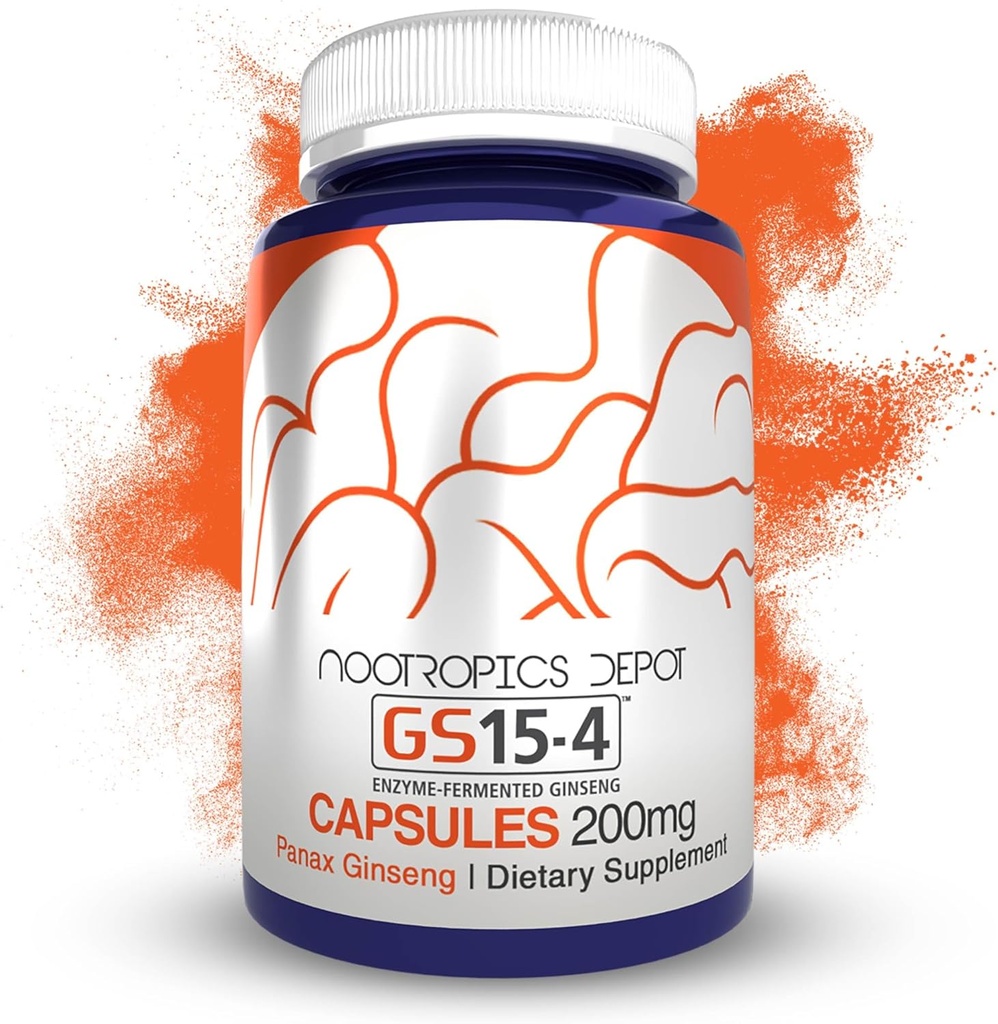 Nootropics Depot GS15-4 Panax 인삼 추출물 캡슐 | 200mg | 30 Count | Adaptogen Supplement | Ayurveda 허브 | 건강한 스트레스 수준 지원