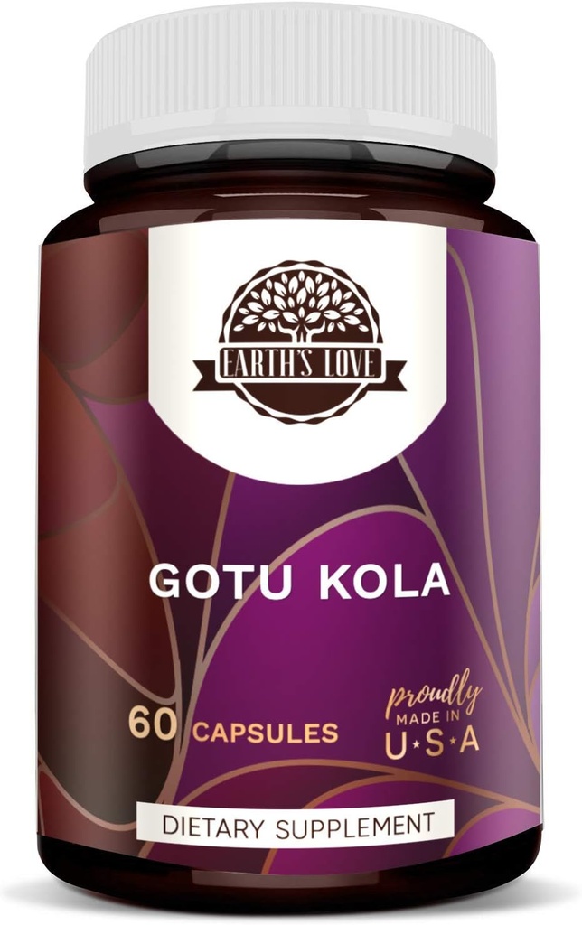 지구의 사랑 - Gotu Kola 60 캡슐, 500 mg, Gotu Kola (Centella Asiatica) 건조 허브 (60 캡슐)