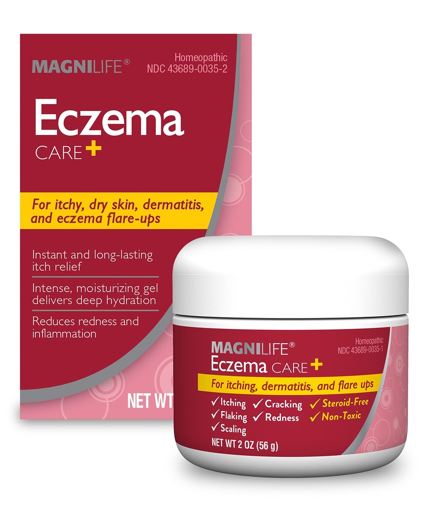 MagniLife Eczema Care+, Itchy, Dry Skin, Dermatitis 및 Eczema Flare-Up을 위한 마지막 기복 - 자연적인 성분 알로에, Calendula & 차 나무 기름 - 스테로이드 자유로운, Paraben-Free - 2개 oz