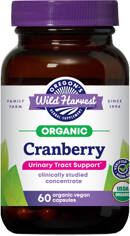Oregon 's Wild Harvest Non-GMO Gluten-Free Cranberry, 유기농 초본 보충제, 60 개