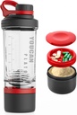 분말 저장 콘테이너 셰이커 컵을 가진 21oz 단백질 셰이커 병은 단백질 셰이커 전 운동 병 Mixer 컵 Gym 스포츠 물병 - Tritan BPA로, 철사 Whisk 공과 더불어, 해방합니다