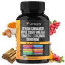 Ceylon Cinnamon 캡슐 3000mg Turmeric 3000mg Apple Cider Vinegar 3000mg Ginseng 2000mg 알로에 Vera 2000mg Berberine 보충교재 1200mg + Banaba | Bitter Melon | 체육관 | 생강 뿌리 - 60 조사