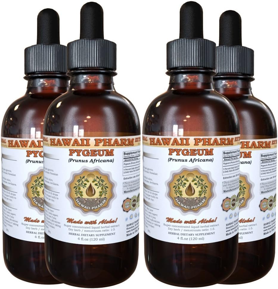 하와이 Pharm Рygeum 액체 추출, Рygeum (Рygeum Africanum) Tincture, 초본 보충, 미국에서 만든, 4x4 fl.oz
