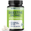 Enzimas Digestivas con Probióticos | Salud Digestiva para Mujeres y Hombres | Mezcla de Enzimas de 400mg con Cepas Probióticas para la Digestión y la Salud Intestinal | 채식주의 인| 60 개