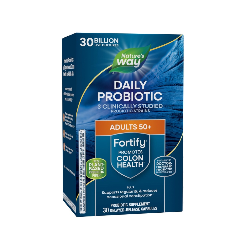 Nature's Way Fortify 50 + 남성 및 여성을위한 매일 Probiotic, 30 억 라이브 문화, 대장, 소화 및 면역 건강 지원 * 보충, 30 캡슐