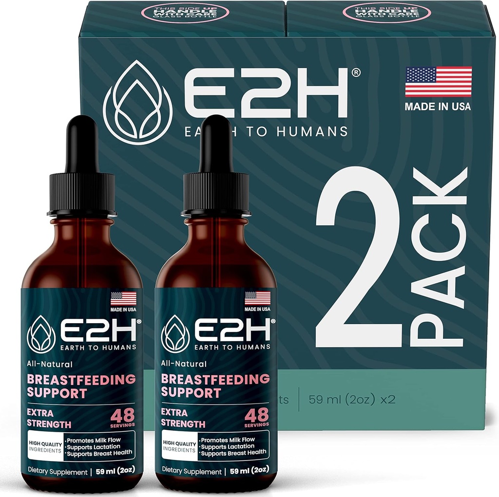 E2H Breastfeeding 보충교재와 Lactation 지원 - 액체 Lactation 보충교재 - Fenugreek, 우유 이틀, Fennel 및 더 많은 것을 포함합니다 - 알콜 없음 - 채식주의자 - (2개의 병)