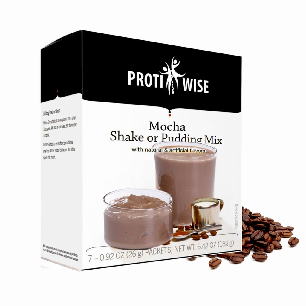 ProtiWise High Protein Shake & Pudding Mix | 15g Protein, Low Fat, Low Calorie, Low Sugar | Gluten Free KETO Diet | Hunger Control의 식사 교체 | 모차 맛 | 5/상자