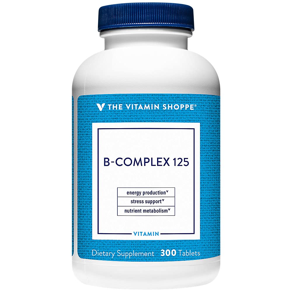 비타민 Shoppe B-Complex 125 - 에너지 생산 지원, 신경 시스템 기능 및 영양성 대사 - B1, B2, B6, B12, Niacin, Folic 산 & Biotin (300 정제)의 우수한 소스