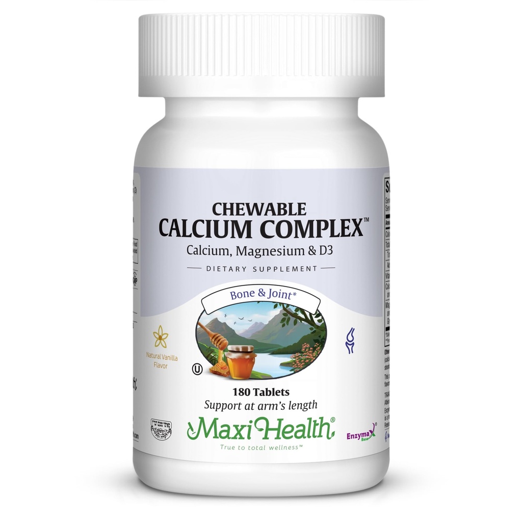 Maxi Health Chewable 칼슘 Complex – 바닐라 맛 비타민 D3 및 마그네슘 체질 지원 Bones를 돕기 위해 – 여자와 남자를 위한 고저 마그네슘과 칼슘 보충교재 (180 조사)