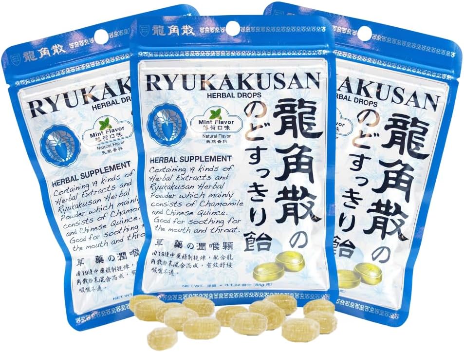 Solstice Medicine Company Ryukakusan Herbal Drops (Pack of 3) - 민트 맛 (Soothes Throat & Supports 호흡기)