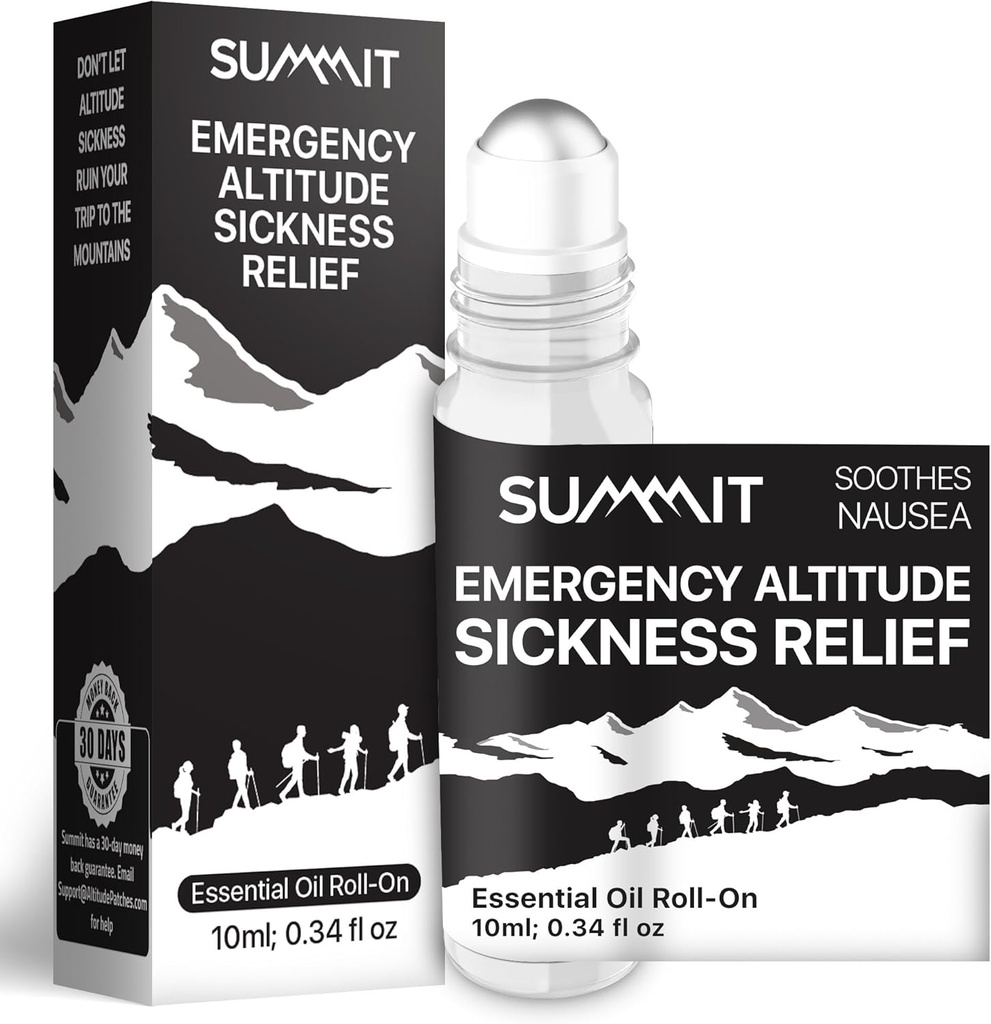 SUMMIT 고도 Sickness Emergency Roll-On (10 ml) | 긴급 고도의 간호 구호 제공 | 고도 관련 간호 및 두통 | 고도의 간호