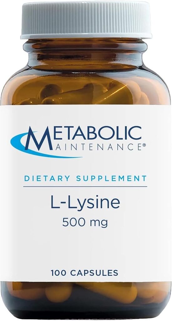 대사 유지 보수 L-Lysine - 500mg 아미노산 보충, Vegan + 필러 없음 - 면역, 뼈 + 연결 조직 지원 (100 캡슐)