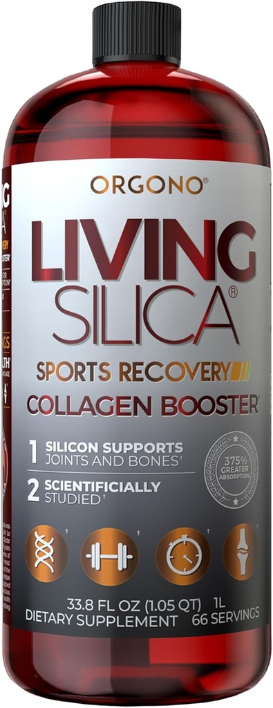 Orgono Living 실리카 스포츠 복구 | Vegan Collagen Booster | 실리카 기반 | 사전 & Post Workout Supplement | 합동 복구, Tendon & Cartilage Health, 에너지 및 지구력 지원 | 33.8 Fl Oz