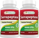 최고의 자연 Serrapeptase 40000 SPUs 180 캡슐 (180 개)