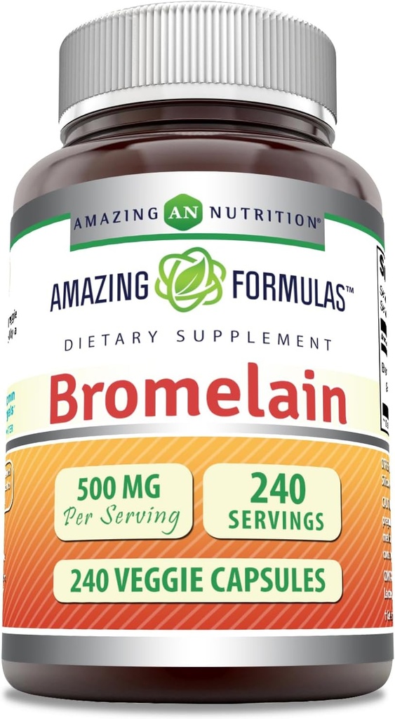 놀라운 수식 Bromelain 500mg 2400 GDU, Veggie 캡슐 | Non-GMO | 글루텐 프리 | 미국에서 제작 | 채식에 이상 (240 개)