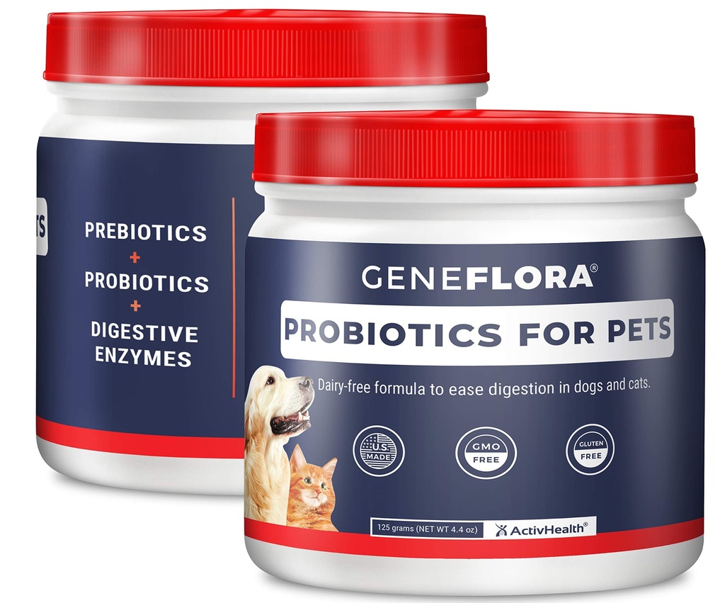 ActivHealth 소화 효소와 애완 동물을위한 프로 바이오 틱 (Dogs, 고양이, 토끼 및 더 많은, 125 mg, 120 서빙)에 의해 Geneflora 2의 애완 동물 팩
