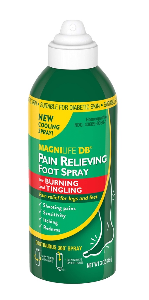 MagniLife DB Pain Relieving Foot Spray, Naturally Cooling Pain Relief to Soothe Burning and Tingling, Diabetic Skin에 적합 - 3oz