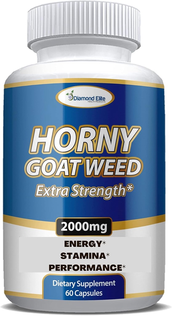 추가 강도 Horny Goat Weed Extract - 에너지, 성능, 및 체력 부스터 - Maca, L-Arginine, 남성 및 여성을위한 Tongkat Ali - 60 캡슐