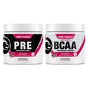 허니 배드 사전 운동 분말 및 BCAA 아미노산 분말 번들 | 베타 알라닌, 카페인 & 비타민 C + 일렉트로트로트 | 남성용 Vegan Keto Sugar Free & Paleo | 30 인분 (Wild Berry)