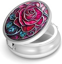 Pill Box-3 Compartment Purse & Pocket Mini Metal Pill Holder Travel Pill Container를 위한 작은 알약 케이스는 비타민 BPA-Free (로즈)를 보유합니다