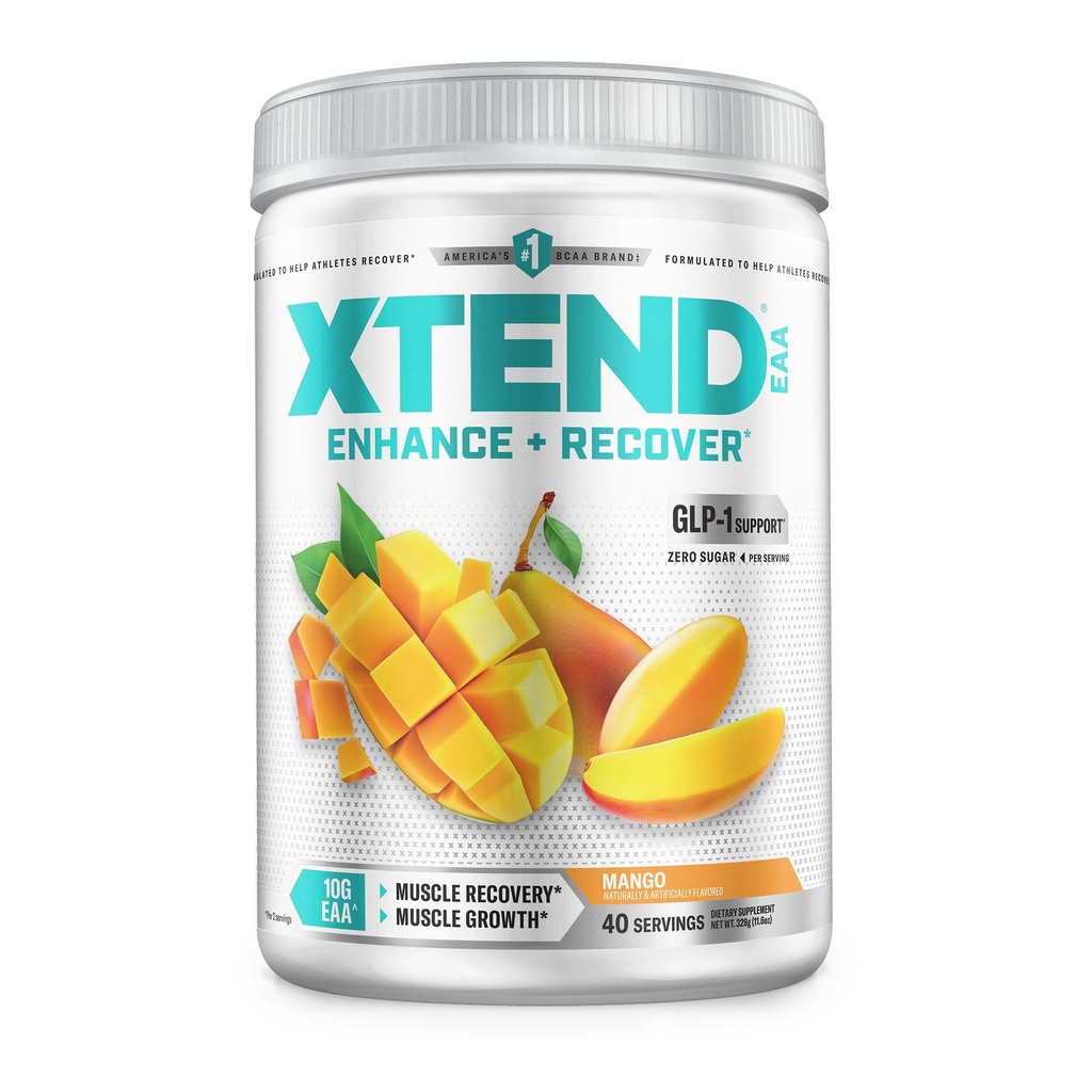 Xtend Scivation EAA + BCAA 분말 | 근육 회복 & Lean 근육 성장 | 9 인트라 운동 또는 포스트 운동 회복을위한 필수 아미노산 | 10g EAAs per 2 서빙 | Mango 40 서빙
