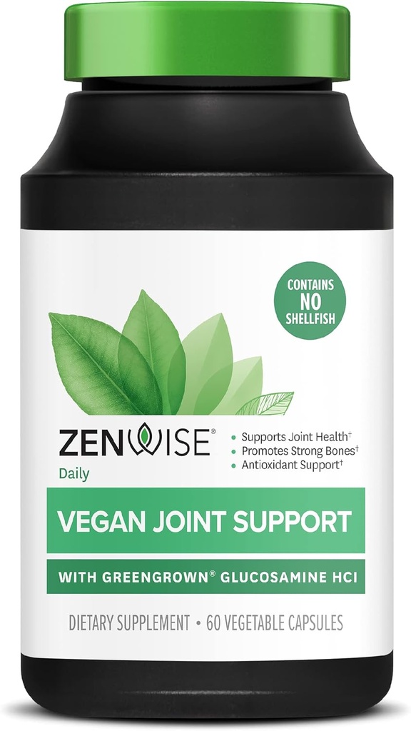 Zenwise 건강 인증 Vegan 관절 지원 보충교재 - Glucosamine HCl, Turmeric 및 Boswellia 추출물 - Bone Health + Joints-Magnesium & Vitamin D (Cholecalciferol로 D3) - 60 캡슐 지원