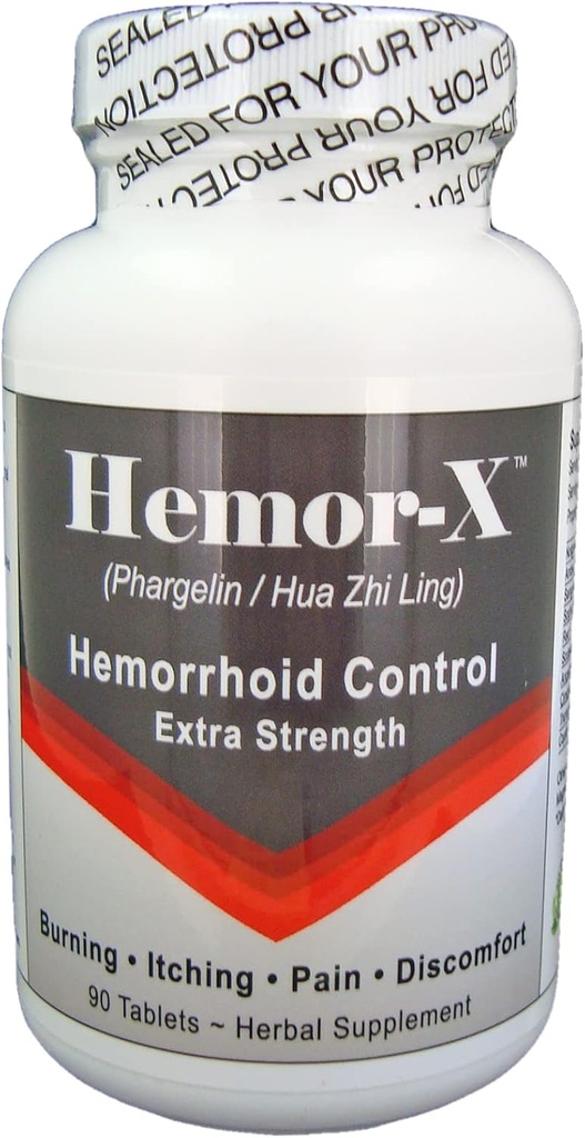 Hemor-X - 자연적인 치질 처리, 가려움증, 붓기, 불타는 불편 구호를 위한 여분 힘 보충교재. 남자와 여자를 위한 90의 정제.