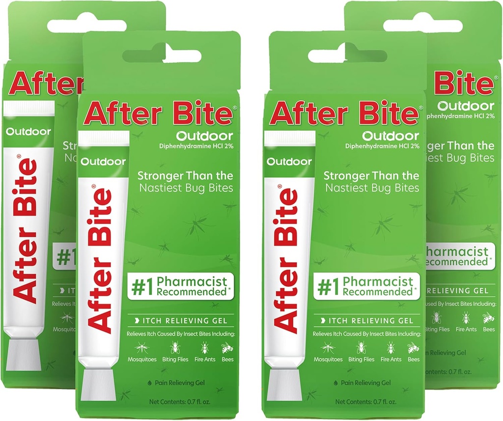 Bite 옥외 공식 후에 - Diphenhydramine HCl를 가진 이발 구호 - 모기 & 불 Ant 조금, 꿀벌 & 더를 위한 이상 - 휴대용 젤 공식 - 0.7 oz (4 팩)