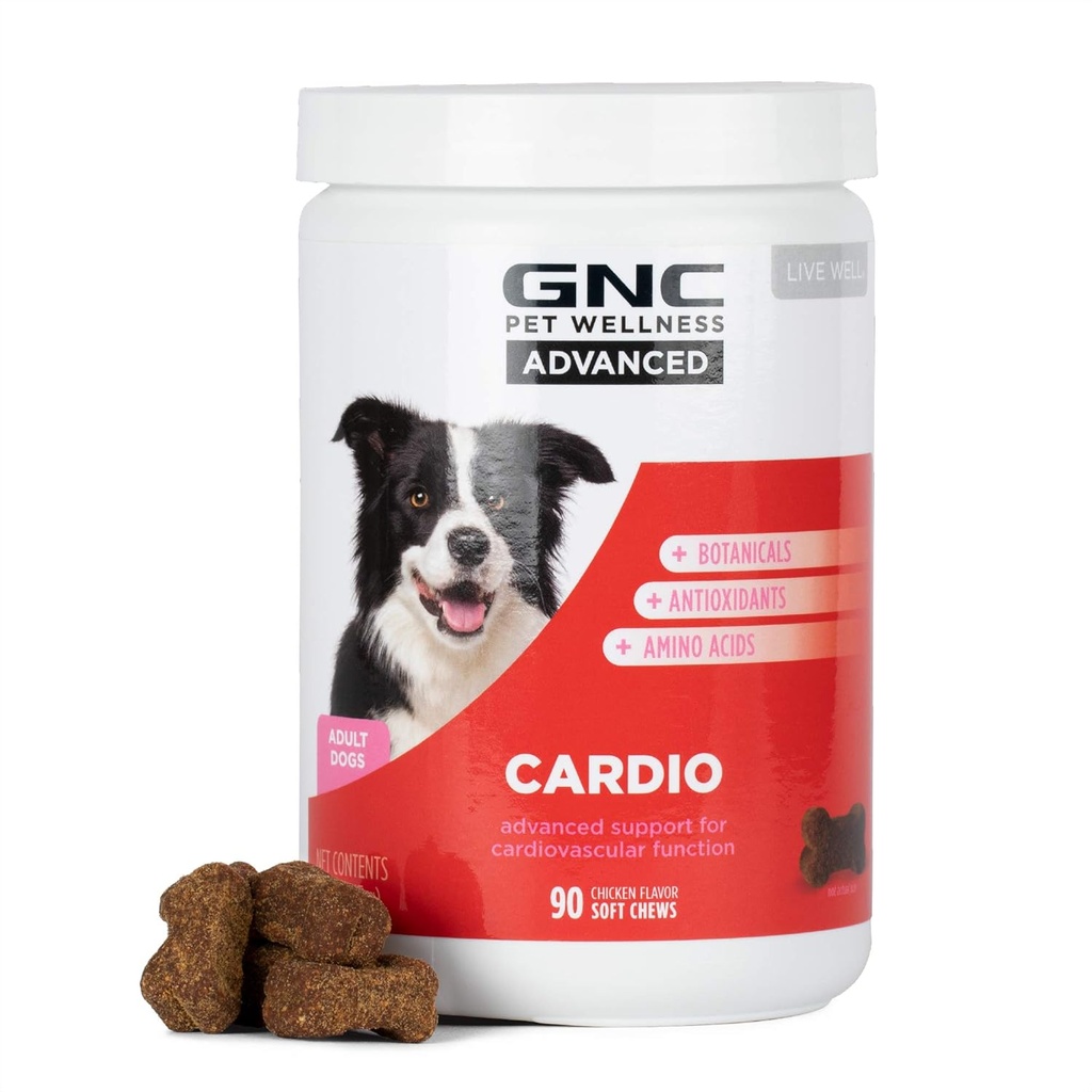 GNC 애완 동물 고급 개 보충 교재, 심혈관 지원 & 개를위한 심장 건강 체스, 미국, Cardio 비타민 및 Chew Canine Essentials에 쉽게 만든 소프트 애완 동물 보충, 90 카운트