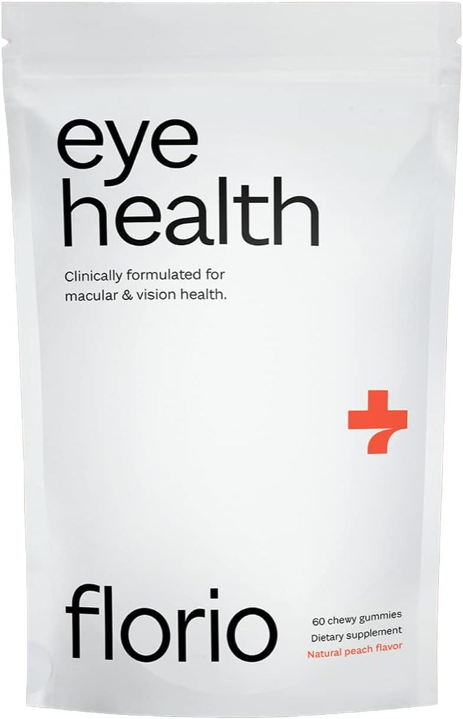 성인을 위한 Florio 눈 건강 거미 비타민, 2X 루테인 & Zeaxanthin, 비타민 A, B2, B3, C & E, 보존 Macular & Retinal 건강, 전투 산화, 30 일 공급, 자연적인 복숭아 풍미
