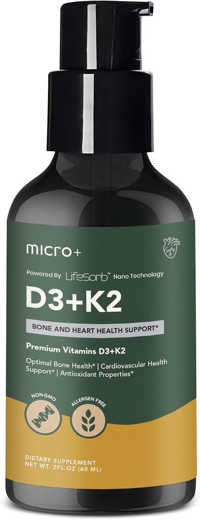 D3K2+ by Micro+ 비타민 보충 LifeSorb 기술 - D3 K2 보충교재, 뼈 & 면역력