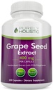 Purely Holistic 포도씨 추출물 20,000mg - 250 Vegan 캡슐 - 8 + 달 공급 - 캡슐 당 95% 폴리페놀 - 400 mg에 표준화 - 최대 힘 Grapeseed - 비 GMO & 농약 자유로운