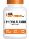 BulkSupplements.com L-Phenylalanine 캡슐 - Phenylalanine 보충, L-Phenylalanine 500mg - 글루텐 무료, 서빙 당 1 캡슐, 240 캡슐 (팩 1)