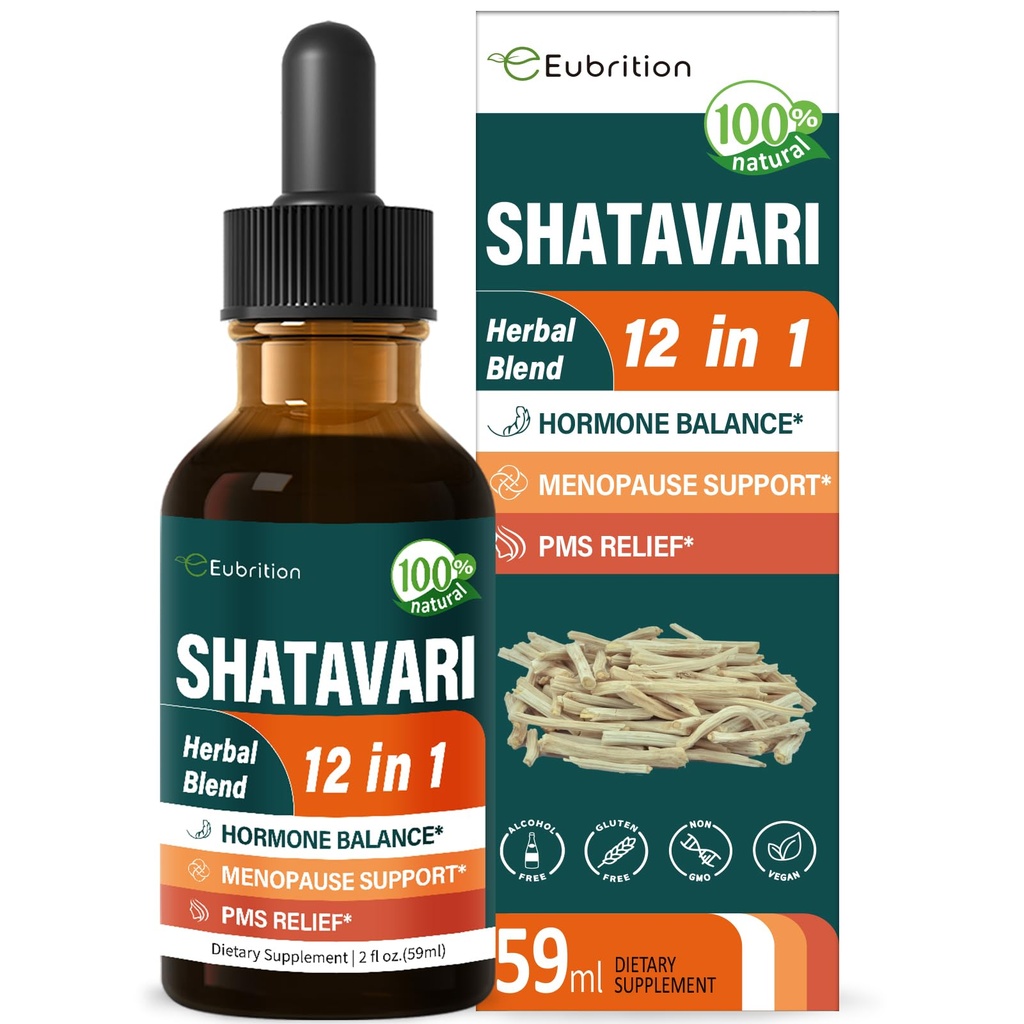 Shatavari (Shitabari) 여성 지원 Menopause 구호, PMS 지원을위한 초본 보충, 야생 Yam, Vitex Berry 추출물이있는 12-in-1 공식. 2oz