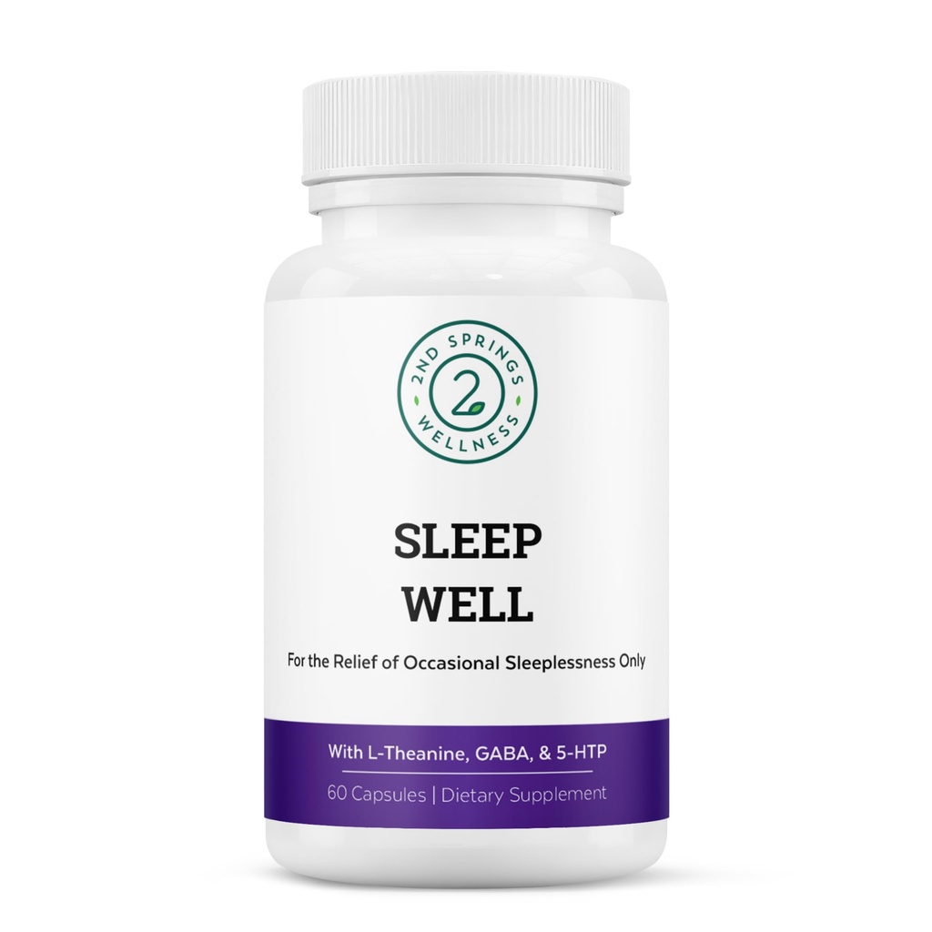 Sleep Well Calmness & Relaxing Support Formula - 마그네슘, L-Theanine, GABA 및 Melatonin과 강력한 혼합 - Relaxation +는 건강한 수면 패턴을 촉진 - 60 캡슐