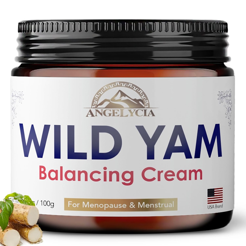 ANGELYCIA Wild Yam Cream for Hormone Balance | 여성 호르몬 밸런스 | 에스트로겐 크림 | 100% 순수 유기농 | 유기농 PMS | Perimenopause & Menopause 지원 | 모든 피부