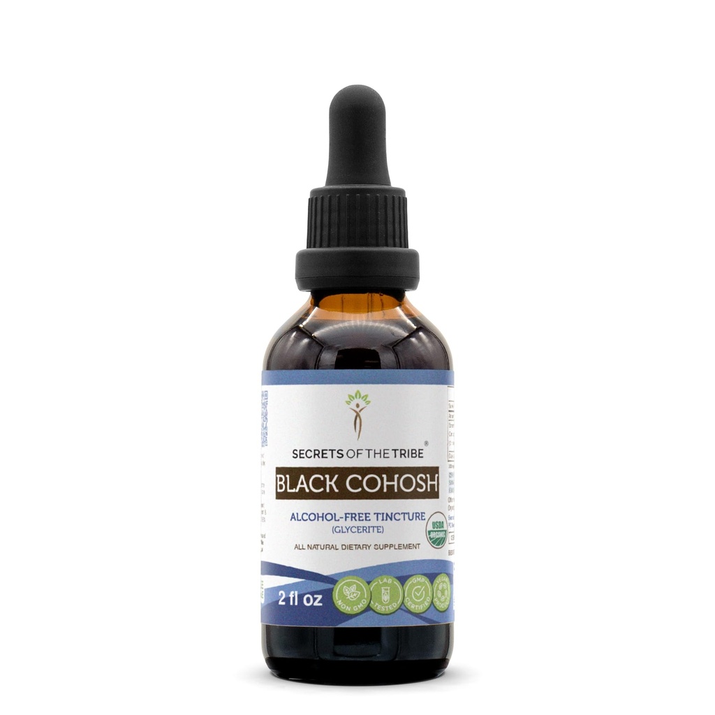 Tribe Black Cohosh USDA Organic의 비밀 | 알코올 프리 추출물, 고순도 허브 드롭 | 100 % 인증 유기농 블랙 Cohosh (Cimicifuga Racemosa)에서 만든 루트 2 oz