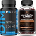 EFFECTIVE NUTRA DIM 보충교재 300mg & 버섯 Gummies 2500mg - 에스트로겐 호르몬 균형을 위한 여분 힘 DIM + 버섯 복잡한, 여드름 & PCOS의 처리, 면역력 지원 & 에너지