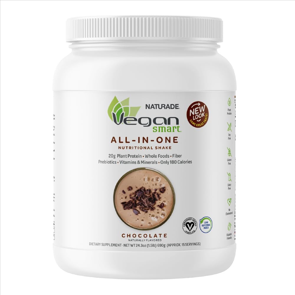 Naturade, All-in-One Nutritional Shake의 Vegansmart Plant 기반 단백질 분말 - 초콜릿 (30 서빙)
