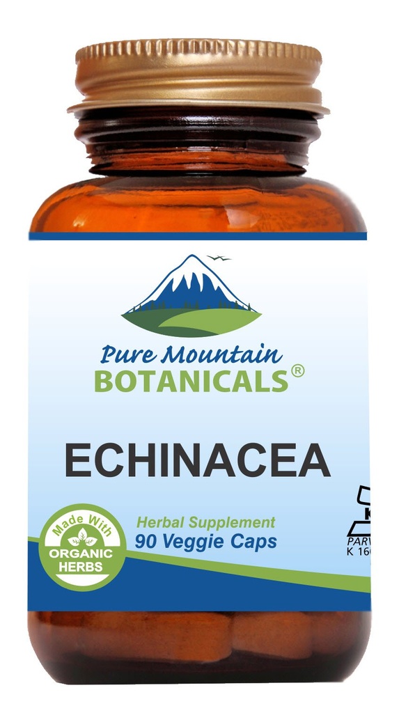 순수한 산 식물 Echinacea 캡슐 보충교재 - 420mg 유기 Echinacea 뿌리를 가진 Kosher Vegan 모자