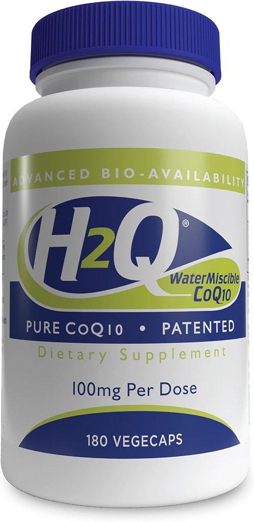 H2Q CoQ-10 with 8X Higher Absorption Over the Standard Q-10 | Clinically Studied | 심혈관 및 미토콘드리아 기능 지원 | Vegan Certified | 비 GMO by Health Thru Nutrition (180 포장)