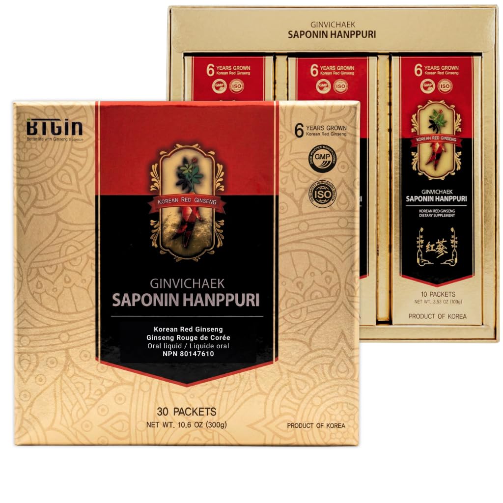 한국 빨간 인삼 추출물 3000mg Everyday, Saponin Hanppuri, Immune 승압기 및 Ginsenoside Rg3, Panax Ginseng 6 년 뿌리, 1 세트에 있는 30Packets를 가진 뇌 증진을 위한 초점 보충교재