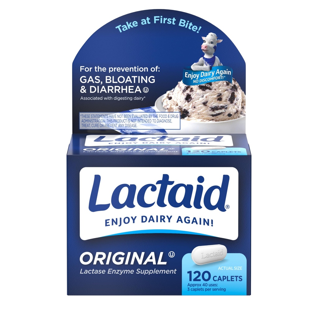 Lactaid 본래 힘 Lactose Intolerance 알약, 9000 FCC 자연적인 Lactase 효소 낙농 구호는, 가스, bloating & Diarrhea를 성인 & 아이에 있는 Lactose 감도 때문에, 120 조사를 막습니다