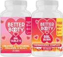 Angry는 더 나은 시동 여자의 Creatine BBL 결합을 보충합니다: BBL 정제 (90ct) w. Creatine, 글루타민, BCAA의, 교원질 + BBL 화상 열성 캡슐 (120ct)