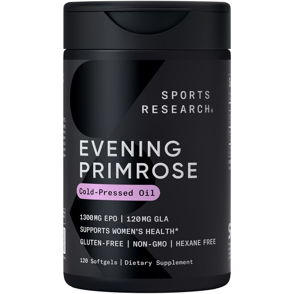 스포츠 연구® 저녁 Primrose 오일 1300mg, 120 캡슐 - 10 % GLA, 냉간 압력, 글루텐 & 콩 무료